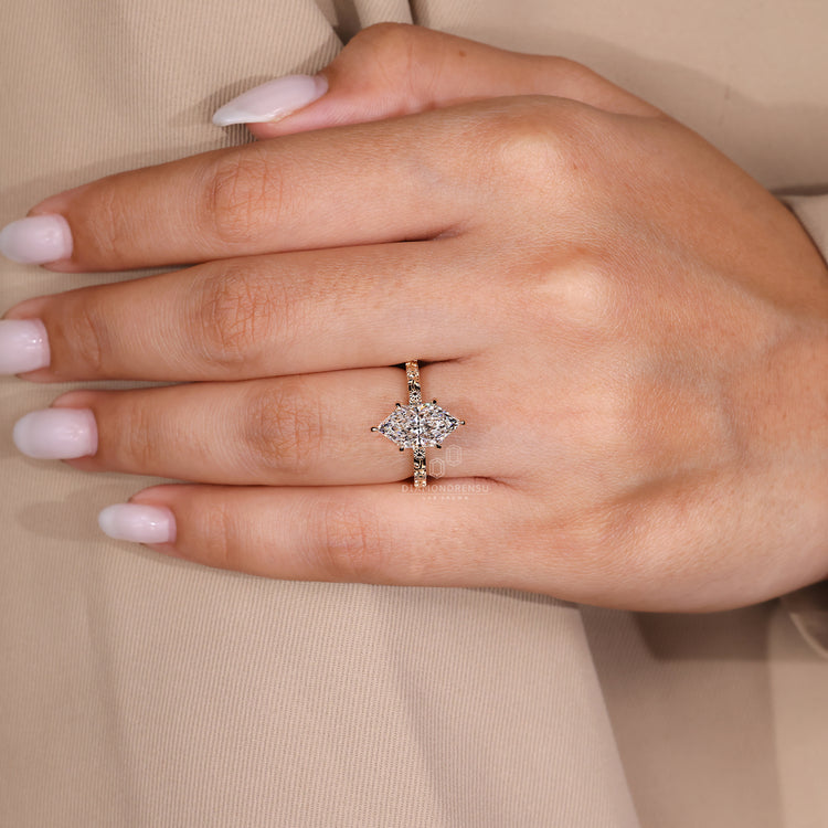 Handmade Dutch marquise ring art deco sunflower.
