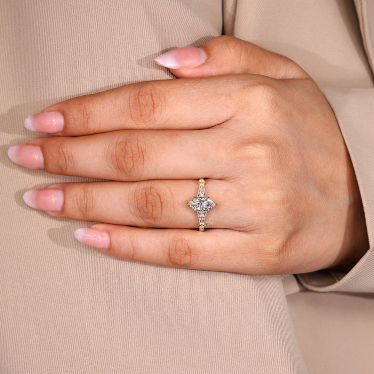 Marquise diamond ring handmade prong design.