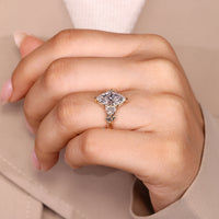 Marquise diamond ring six claw prong setting.