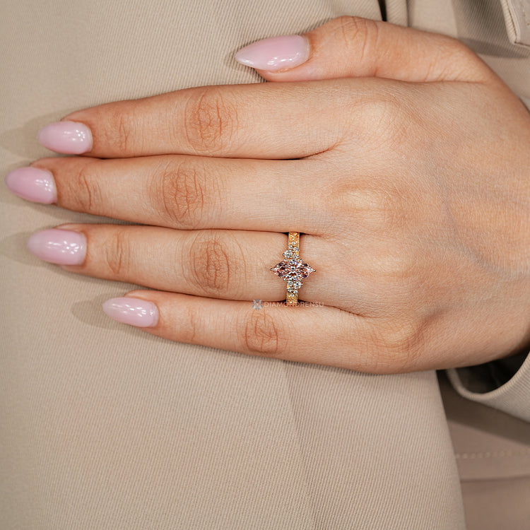 IGI certified lab grown marquise diamond ring.