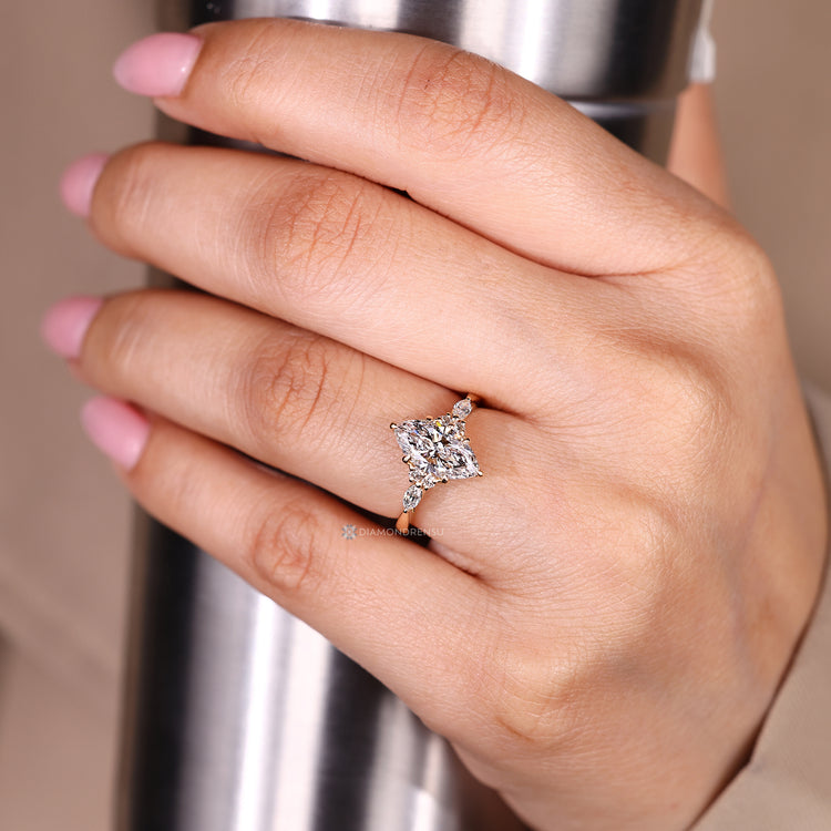 Marquise ring with tulip basket setting.