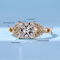 Princess cut diamond ring with twisted shank.