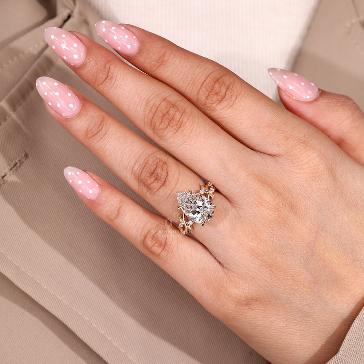 Diamondrensu AU Pear Cut Diamond Ring handmade.
