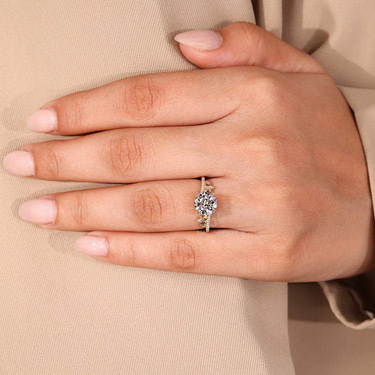 Round old European cut ring IGI certified pave.
