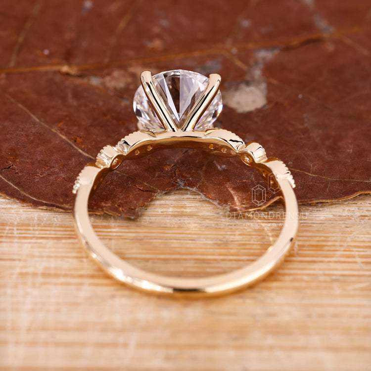 Lab grown diamond round engagement ring.
