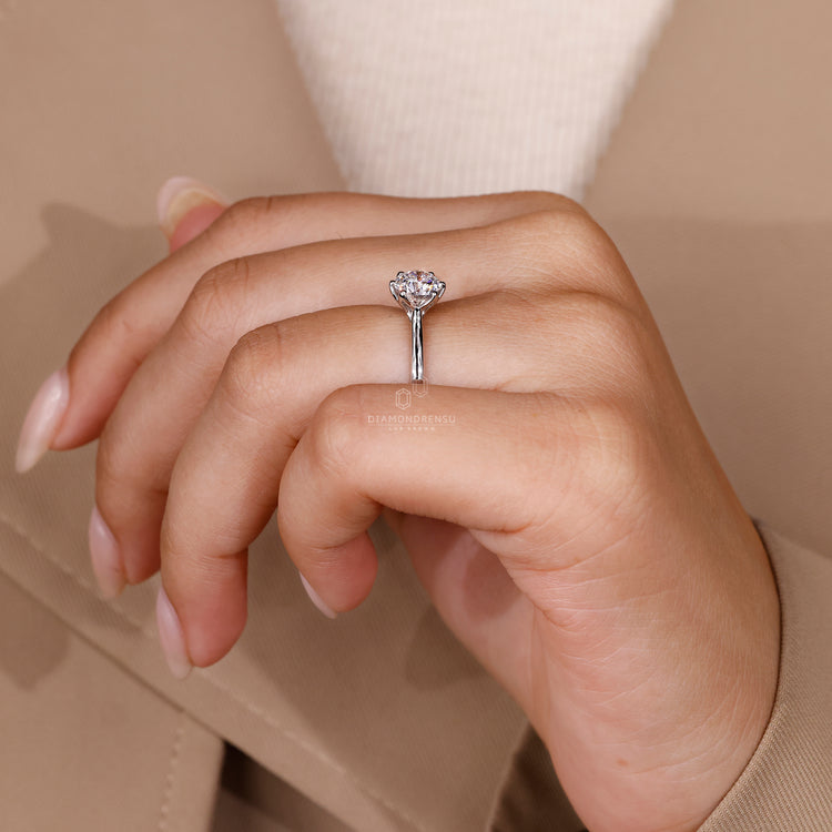 IGI certified round diamond engagement ring.
