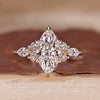 Marquise diamond ring with seven stone design.
