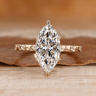 Marquise diamond ring with solitaire setting.