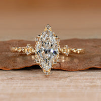 Marquise cut diamond ring nature inspired style.