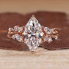 Marquise diamond ring cluster nature inspired style.