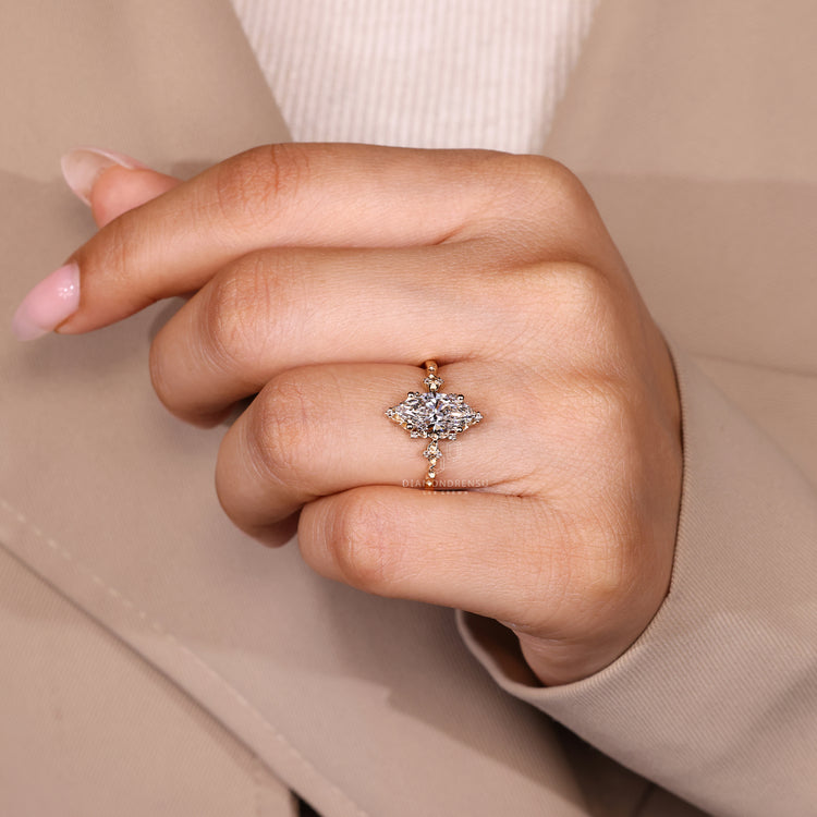 Marquise cut diamond ring IGI certified style.