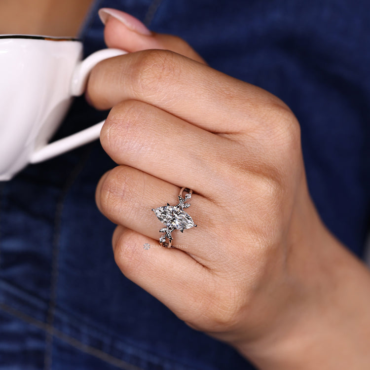 Marquise cut ring nature inspired design.