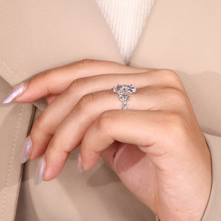 Elegant nature inspired marquise diamond engagement ring.
