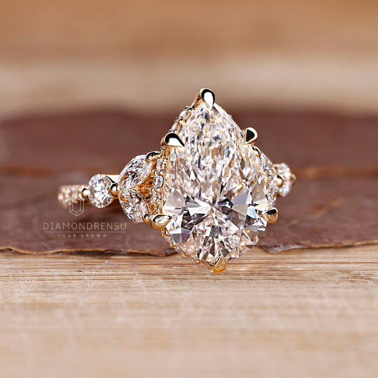 IGI certified pear cut engagement ring design.
