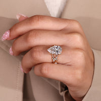 Lab Grown Pear Cut Diamond Ring nature inspired.
