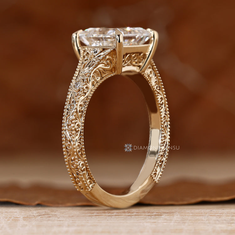 IGI certified lab grown princess cut diamond ring.