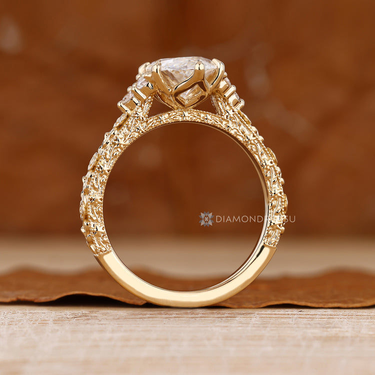 IGI certified lab grown marquise diamond ring.