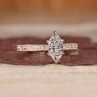 Art deco Dutch marquise ring ocean waves design.