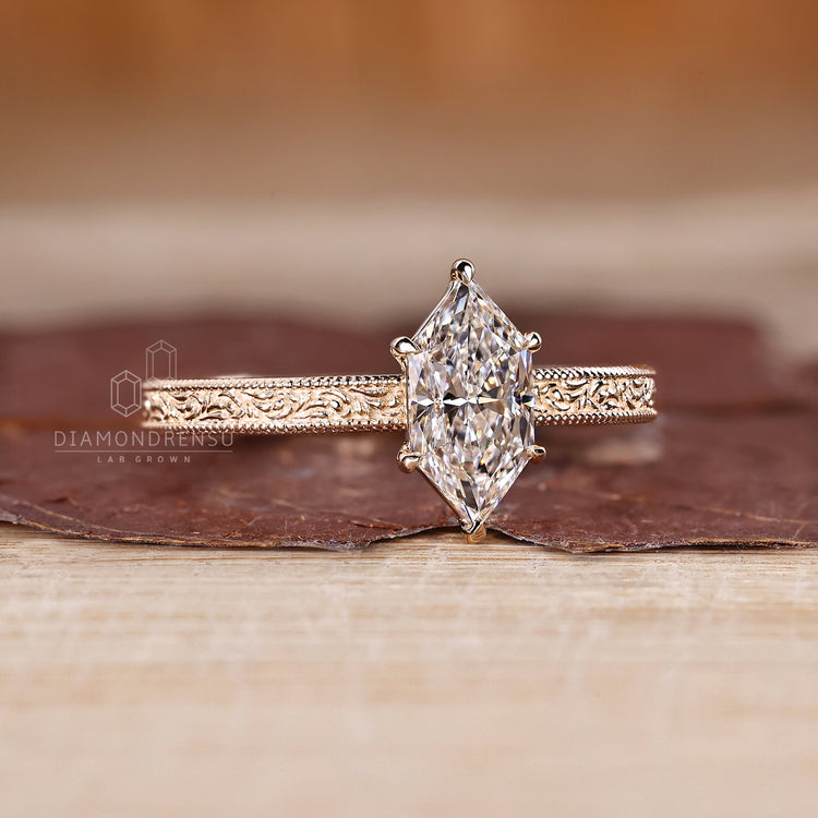 Art deco Dutch marquise ring ocean waves design.