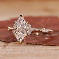 Marquise diamond ring milgrain vintage prong style.
