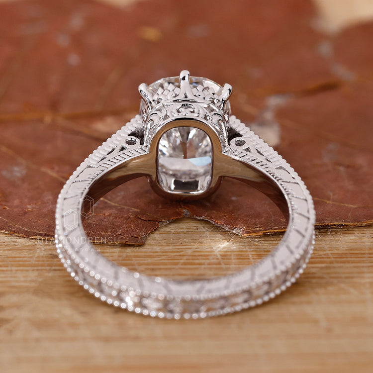 IGI certified Cushion Old Mine Cut diamond ring.
