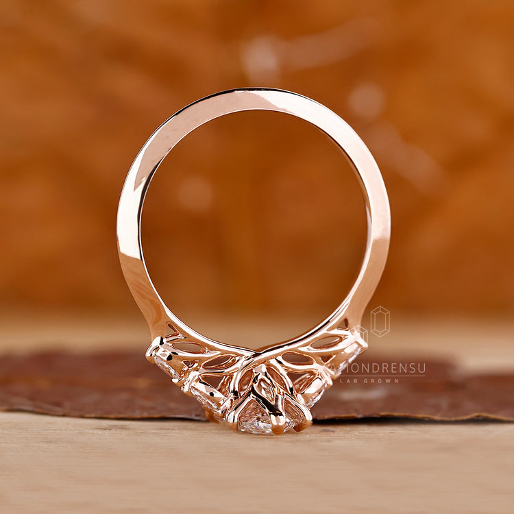 Marquise diamond ring handmade knife edge design.