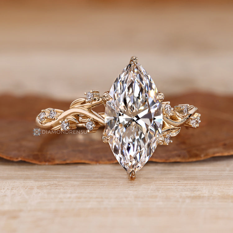 Nature inspired marquise diamond ring.