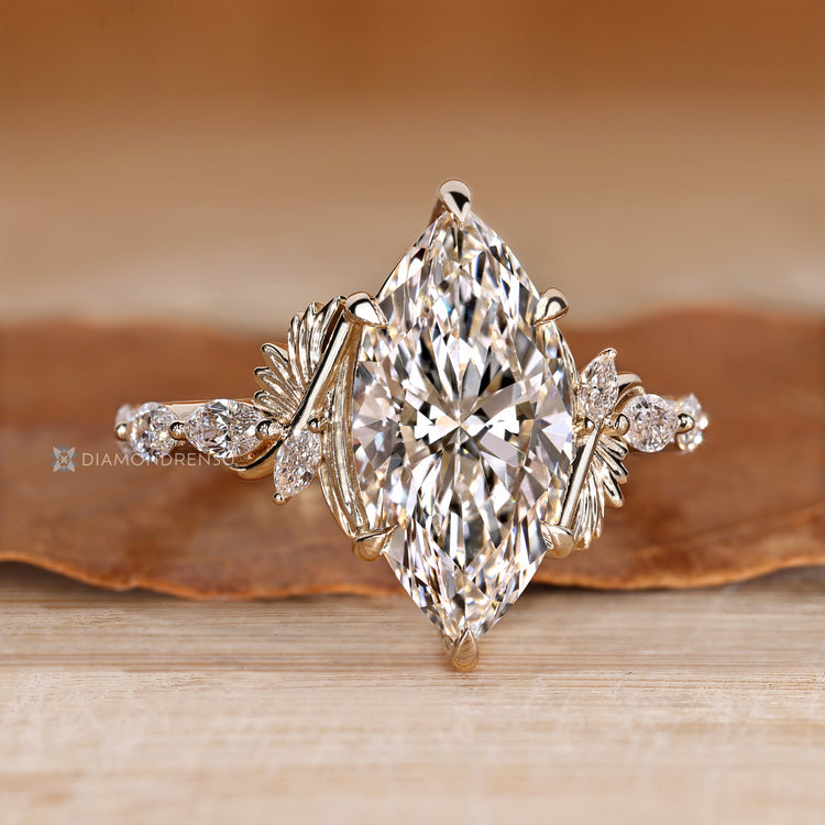 Nature inspired marquise diamond ring design