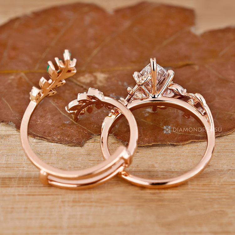 Dutch marquise bridal set with marquise and round diamonds.