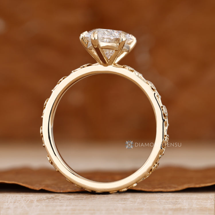 IGI-certified lab-grown marquise diamond ring.