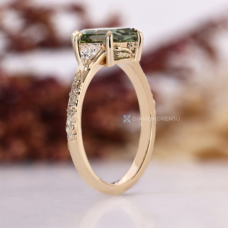 IGI certified lab grown hexagon diamond ring.