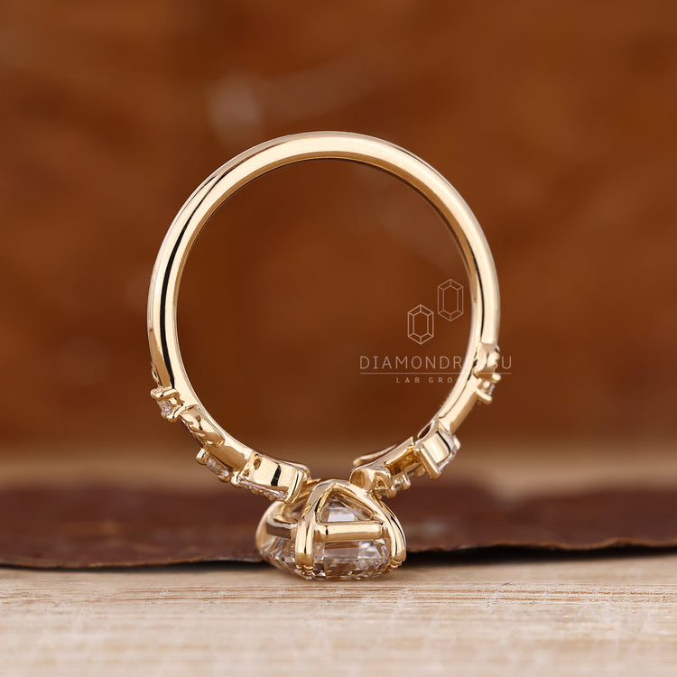 IGI certified handmade emerald cut engagement ring.
