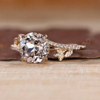 Lab grown round old cut ring pave nature style.
