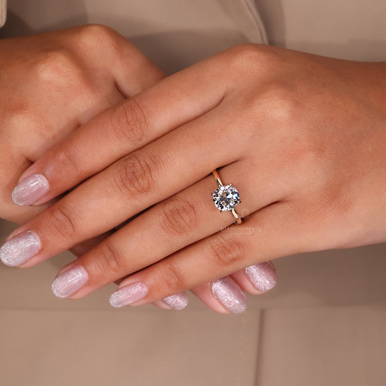 Cushion old European cut ring IGI certified solitaire.