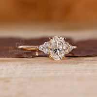 Seven stone oval diamond ring tapered shank style.
