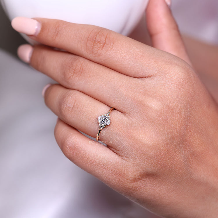 Lab grown oval cut diamond seven stone ring.
