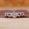 Round cut diamond ring in white gold ring.
