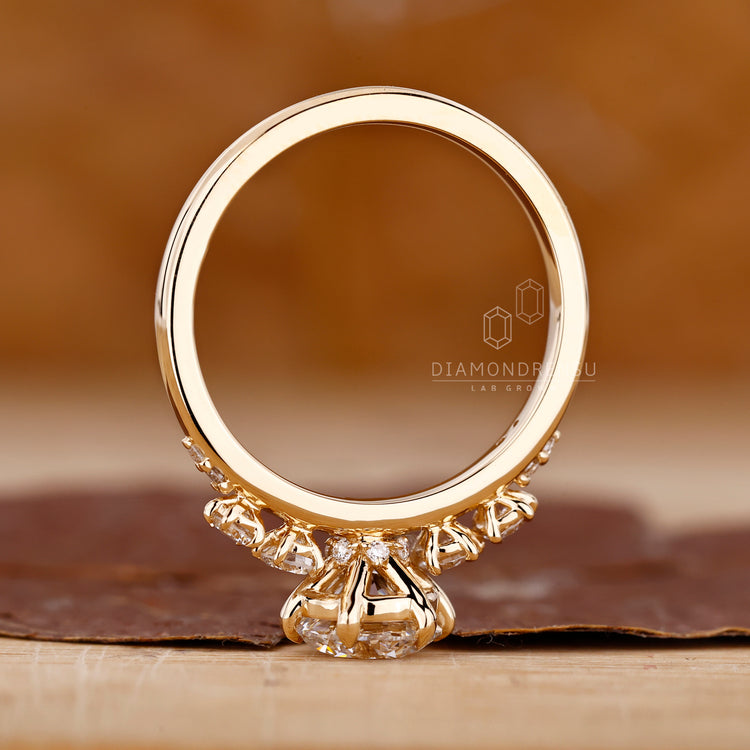 Customise ring with yellow gold engagement ring.
