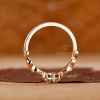 6 Prong Ring in rose gold with milgrain edge detailing.
