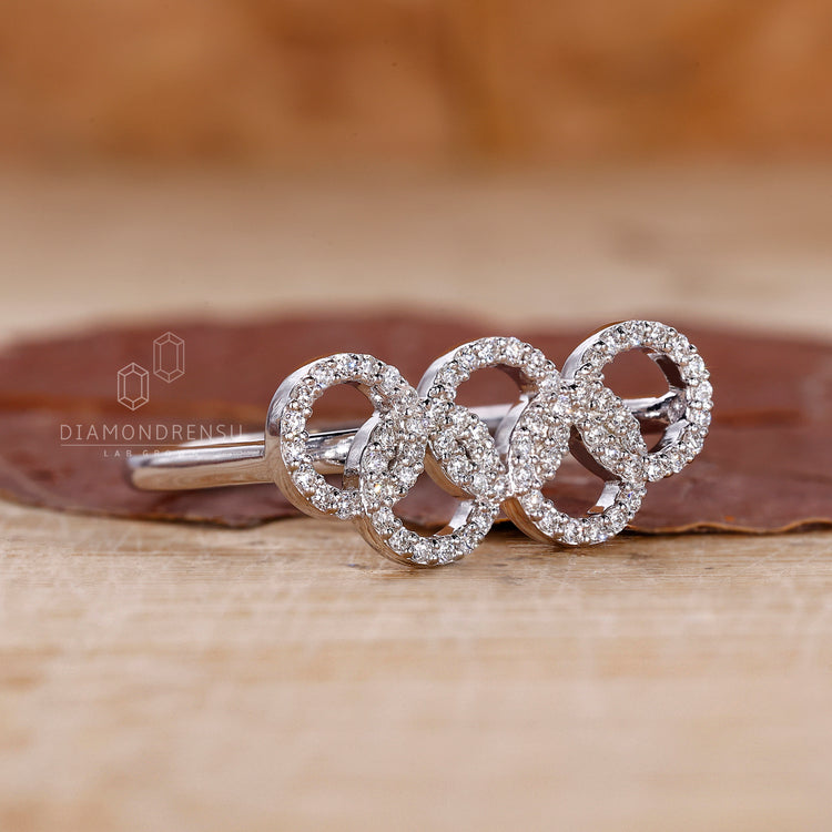 Unique engagement ring set in white gold engagement ring.
