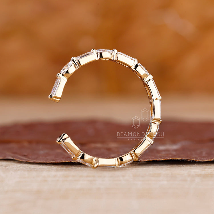 Diamond wedding band with handmade jewelry.