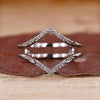 V Shape Wedding Band with round diamonds in prong setting.

