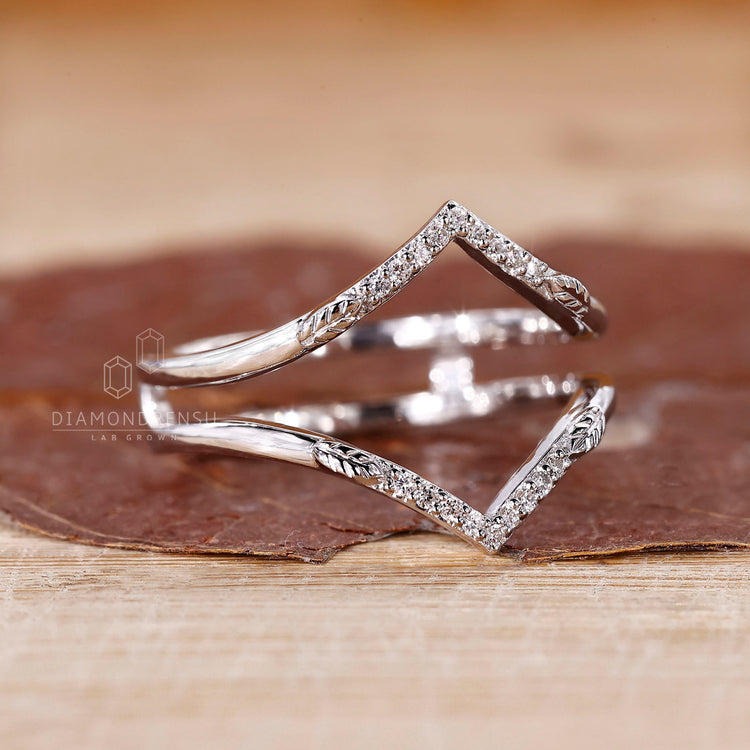 Custom Wedding Band with enhancer wrap and round stones.
