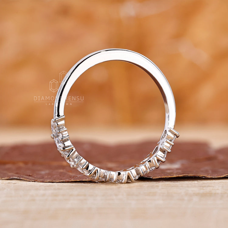 Buy Wedding Band with half eternity design in white gold.
