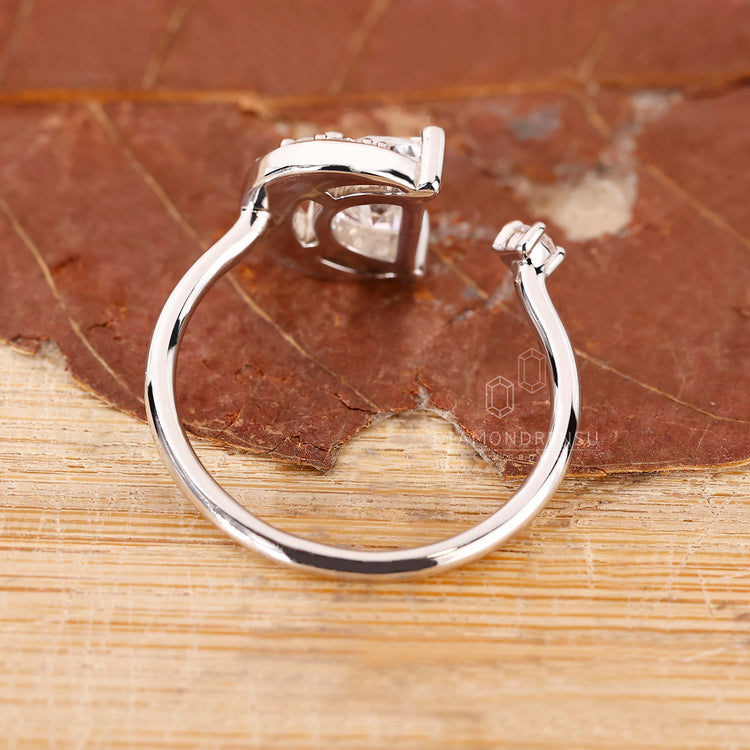 IGI certified ring with half moon cut engagement ring.
