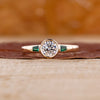 Bezel set engagement ring with round diamond engagement ring.
