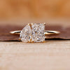 Toi et moi engagement ring with pear and radiant diamond ring.
