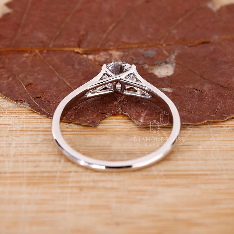 Handmade engagement ring with lab created diamonds.
