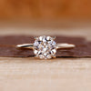 Round old European cut ring solitaire four prong style.