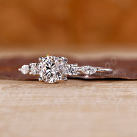 Tapered Shank Band with round and marquise stones.
